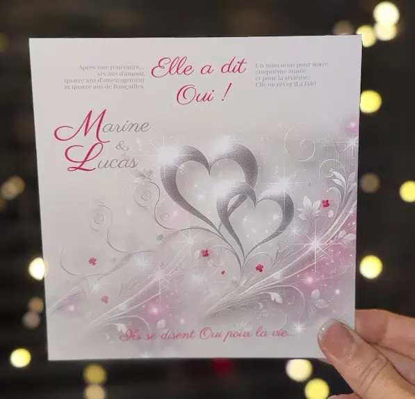 N°166 – Faire-part Argenté Fuchsia glitter