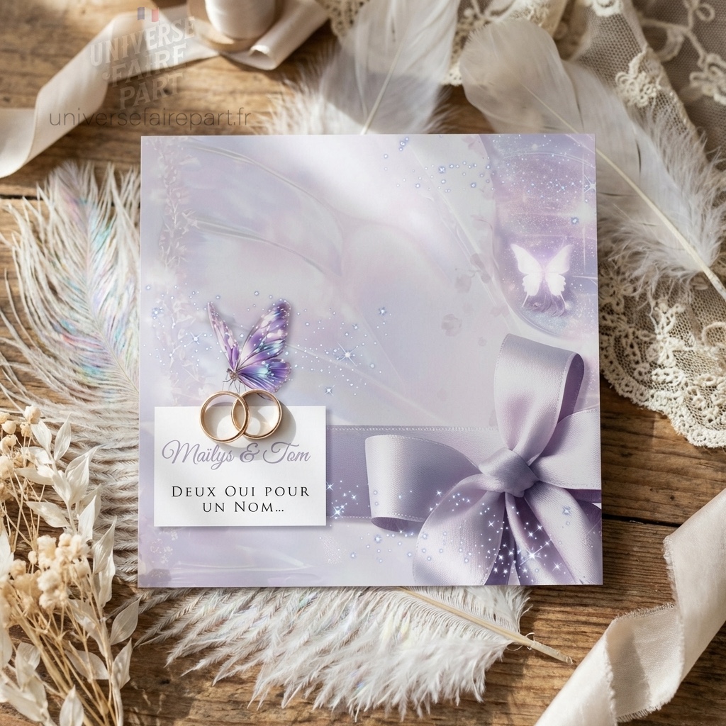 N°39 – Faire-part mariage papillons Éclat Enchantés