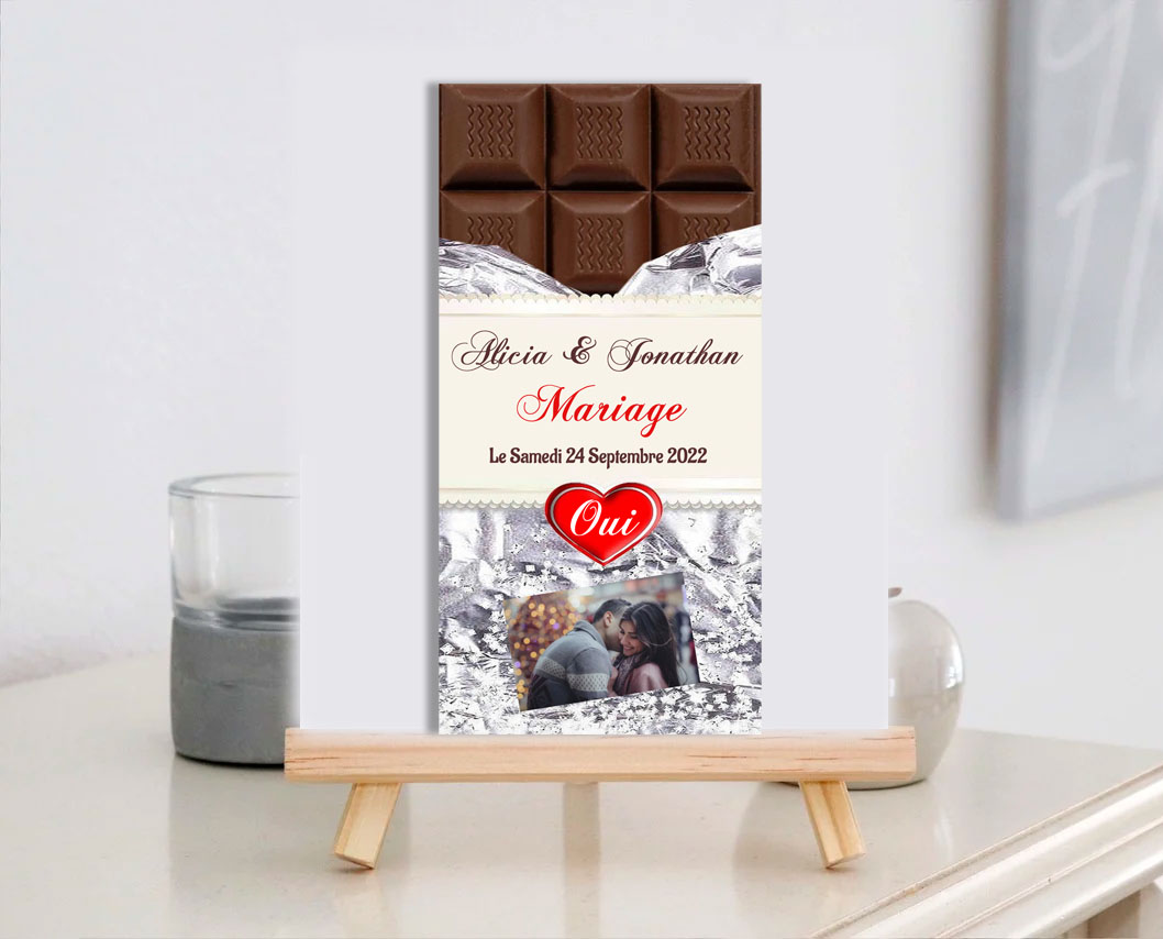 Tablette en Chocolat Noir et Blanc Personnalisée avec votre Photo et votre  Message