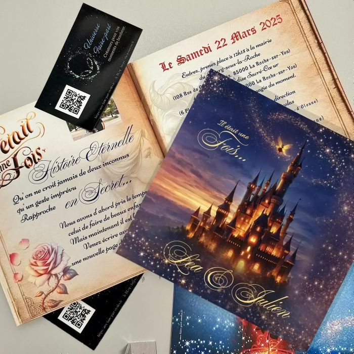 N°25 - PREMIUM Faire-part mariage Château Belle et la Bête Histoire éternelle