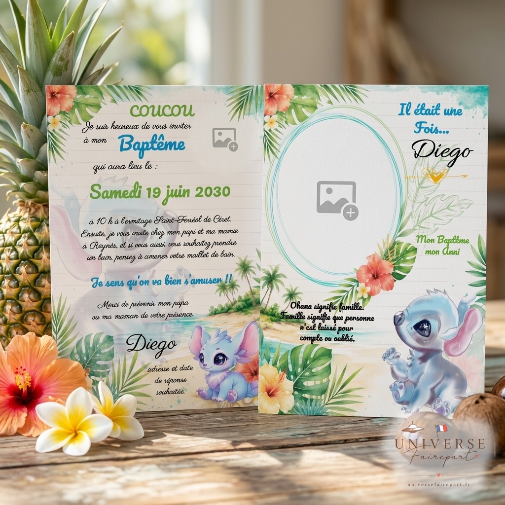 N°337 faire-part invitation Stitch bébé
