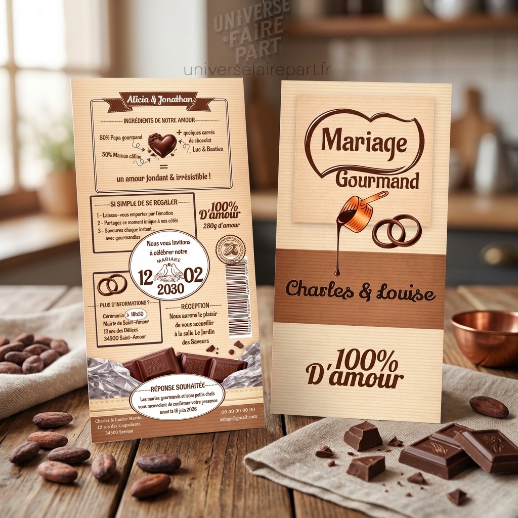 N°237 – Faire-part mariage tablette de chocolat