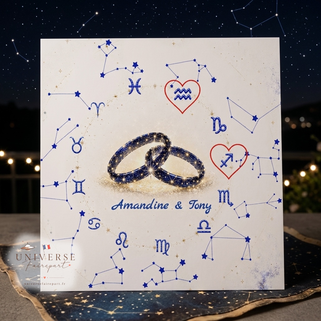 N°54 Faire-part mariage constellations signes astro