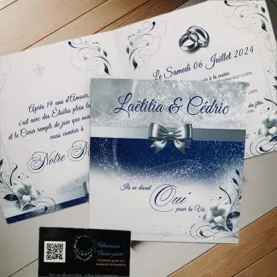 N°54 - Faire-part Glitter bleu roi brillant -livret-