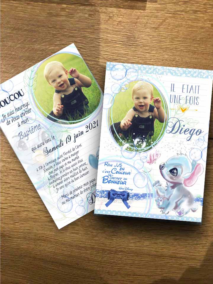 Invitation Stitch - Carton d'invitation - Fête d'enfants