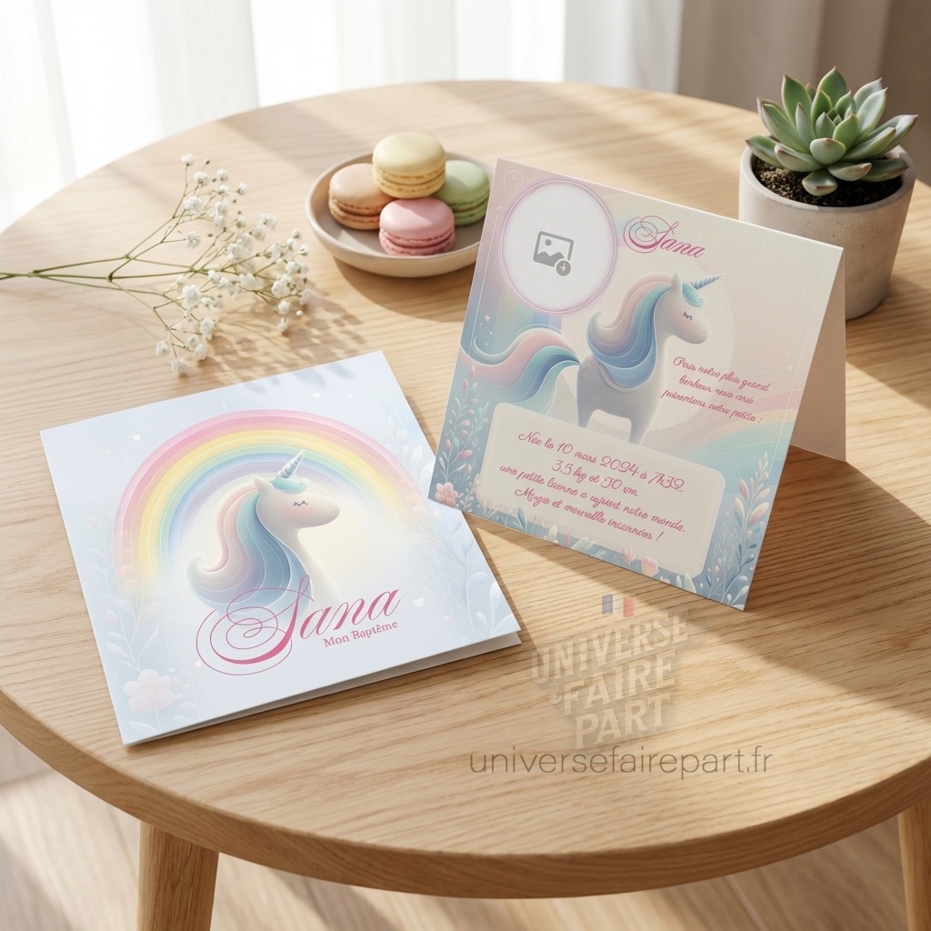 N°320- Faire-part La magie de la vie licorne