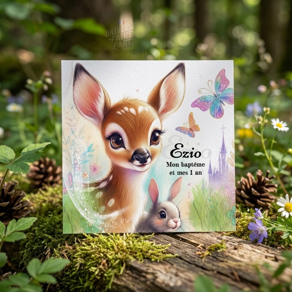 N°445 – Faire-part Célébrations Magiques Petit Faon Bambi