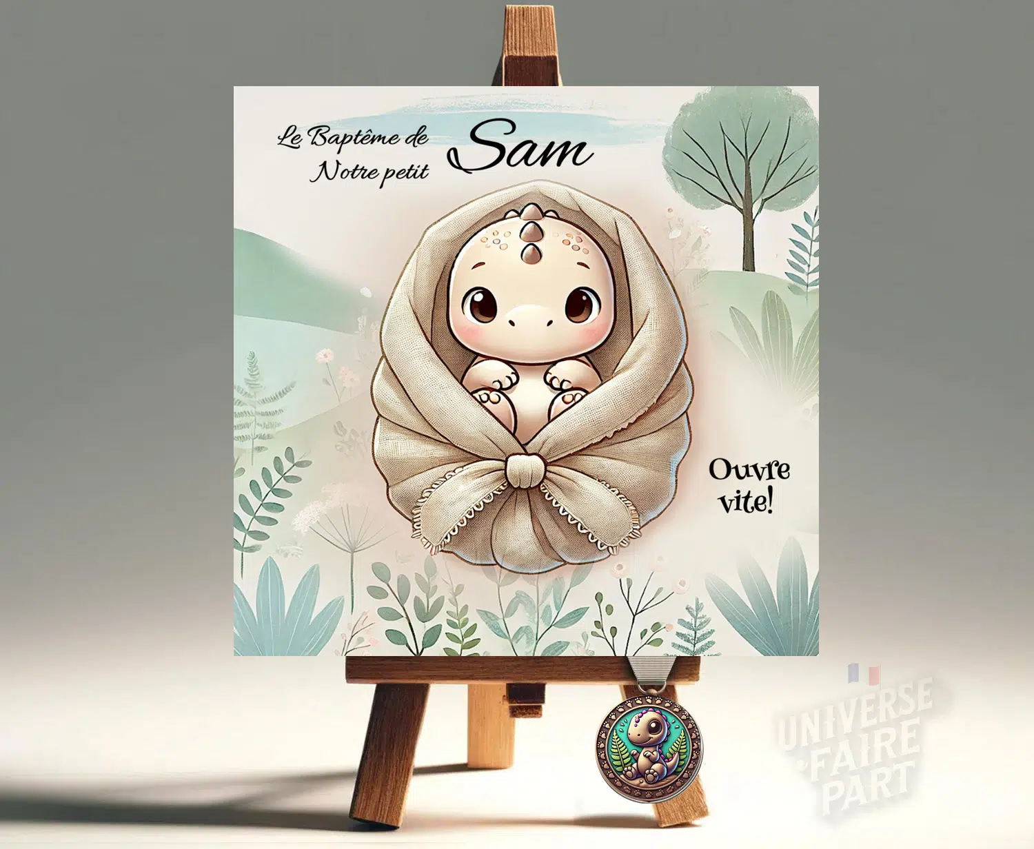 N°449 - Faire-Part petit dinosaure baptême