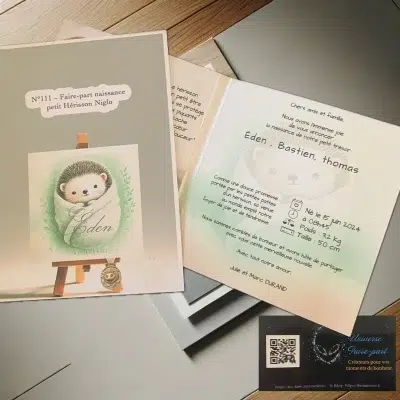 N°111 - Faire-part naissance petit Hérisson Niglo