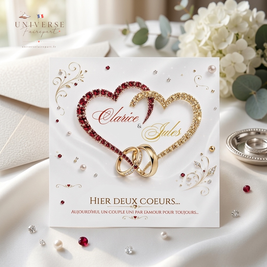 N°95 Faire-part mariage glam’diams romantique