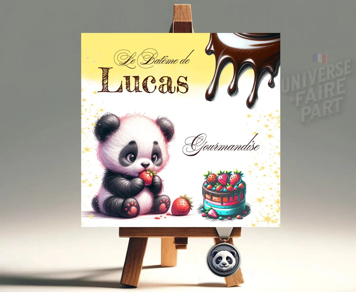 N°314- Faire-part Petit Panda gourmand anniversaire ou Baptême