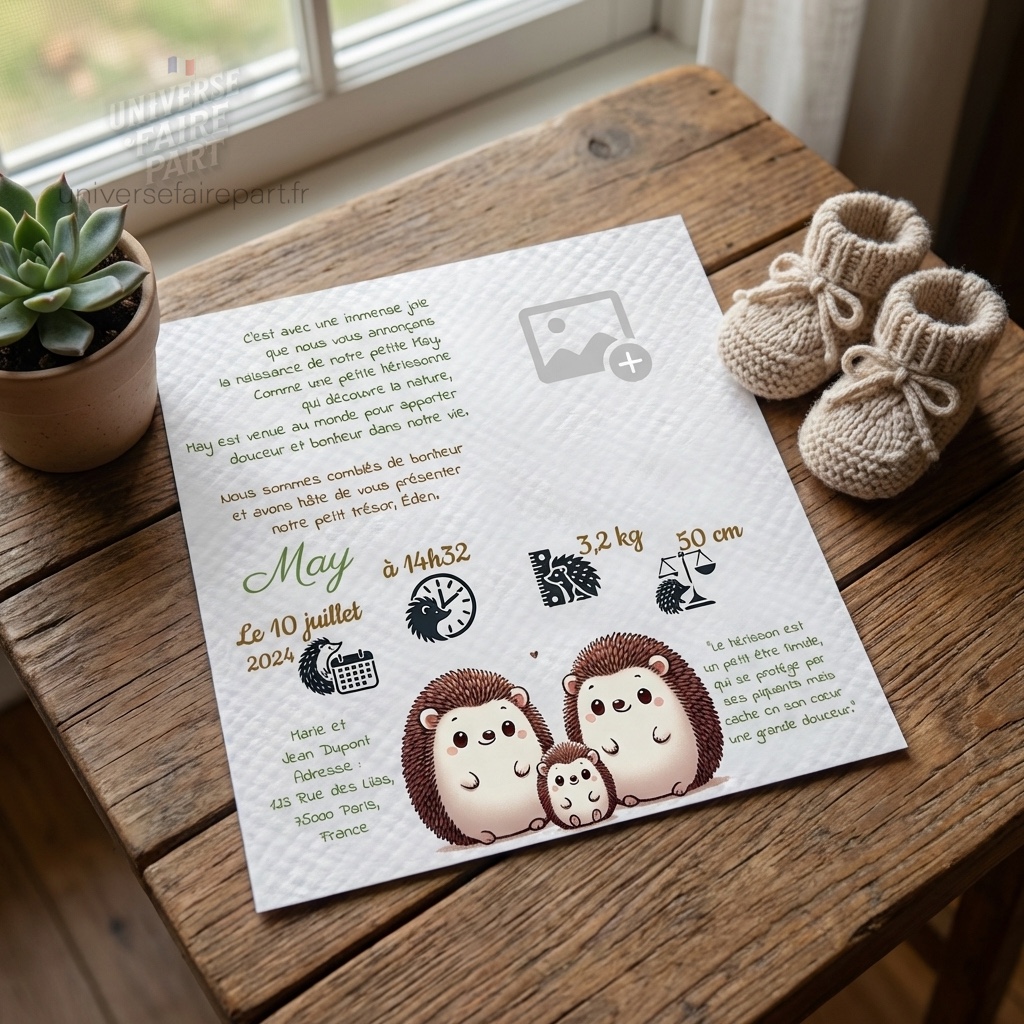 N°139 - Faire-part Petit amour d' Hérisson