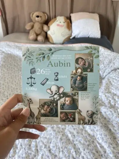N°196 - Faire-part tendresse animaux de la jungle Aubin