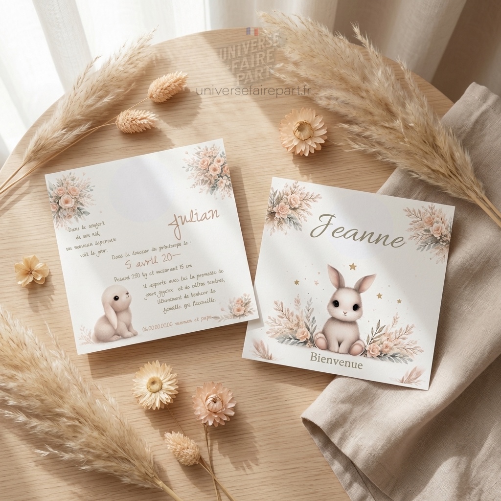 N°141 - Faire-part Original Câlins doux et sautillements joyeux