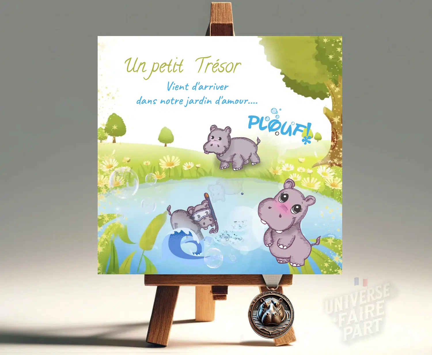 N°119 - Faire-part Original naissance d'un petit hippo