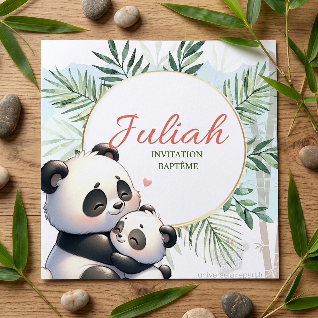 N°146 – Faire-part Panda bambou adorable