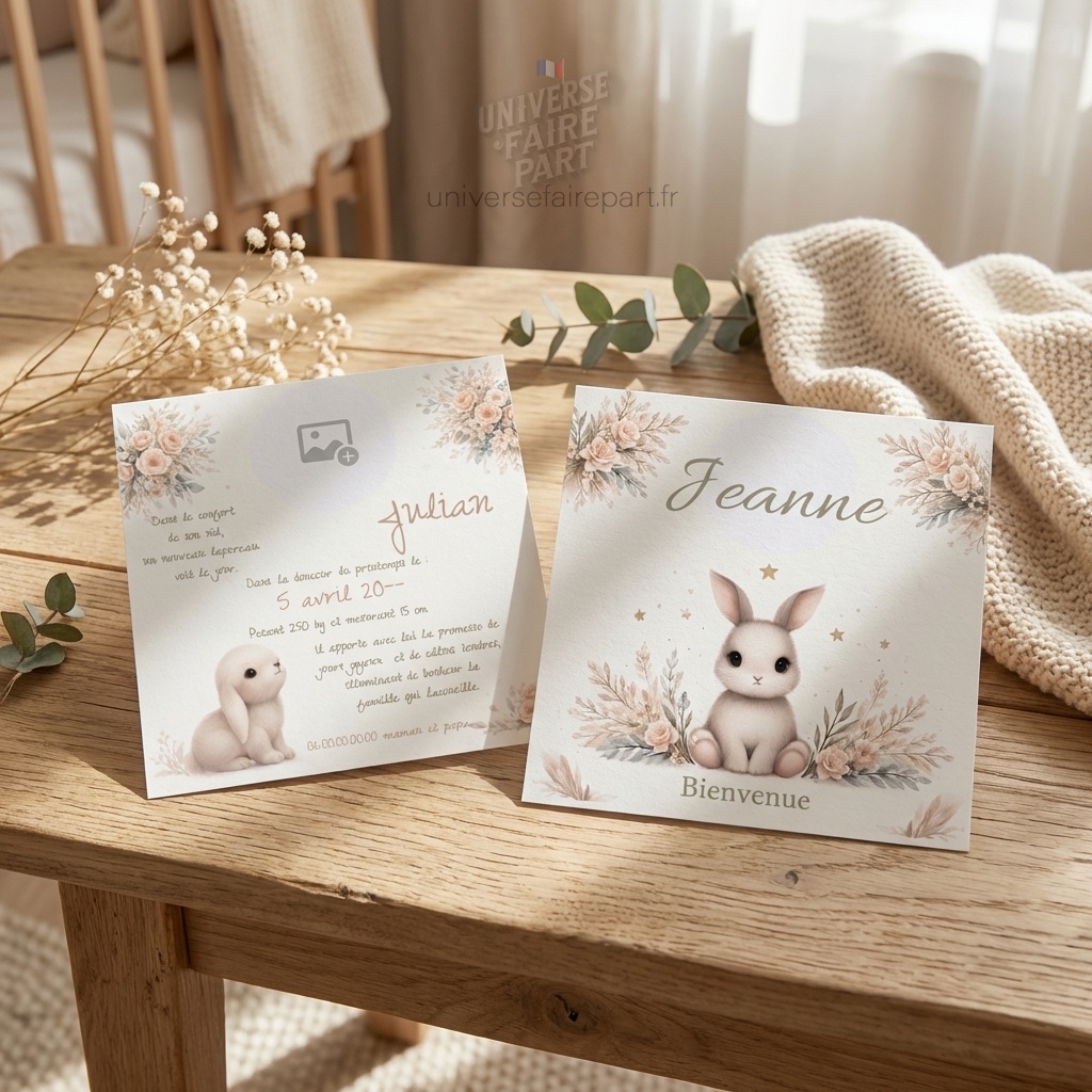 N°141 - Faire-part Original Câlins doux et sautillements joyeux