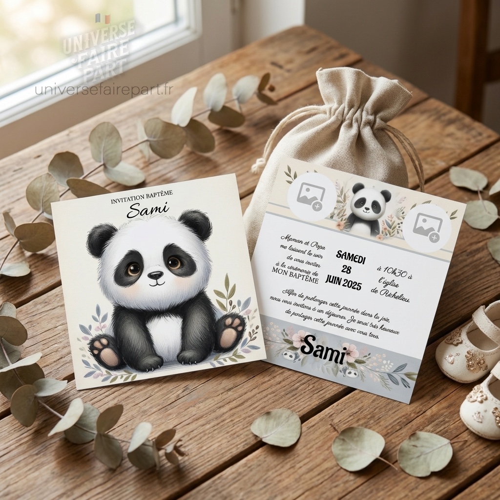 N°159 – Faire-part Adorable petit panda bébé