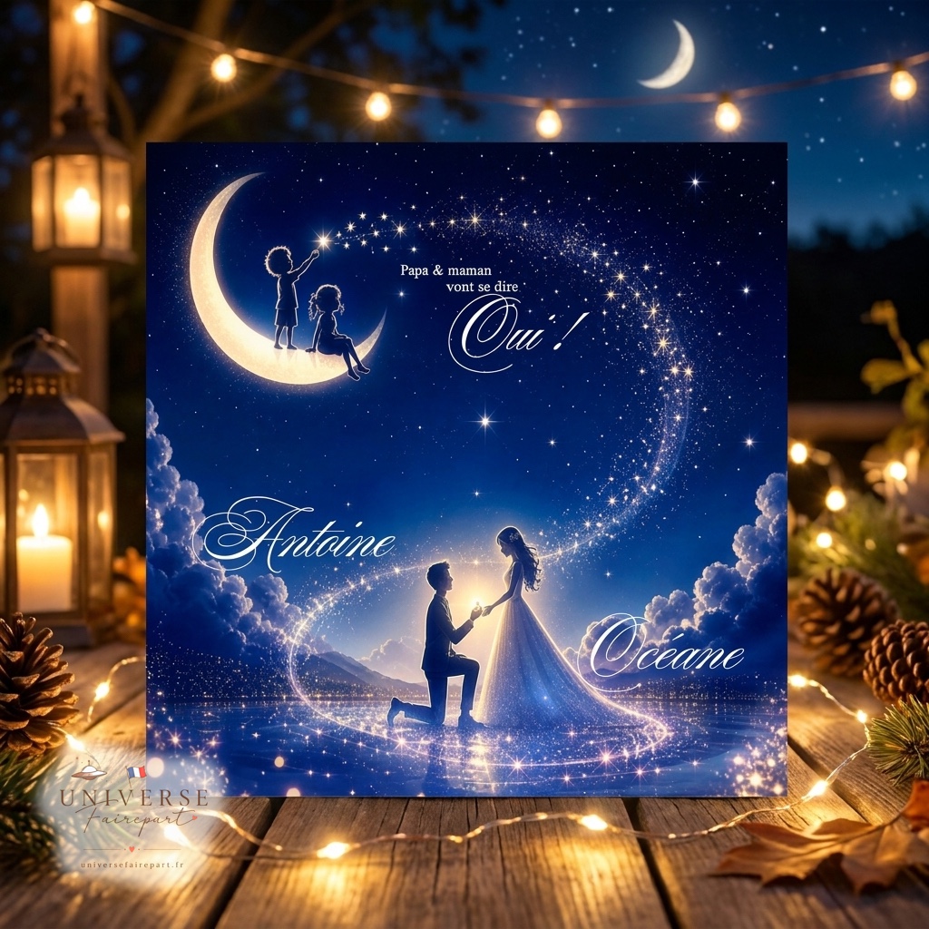 N°413 Faire-part nuit étoilés les enfants annoncent le mariage