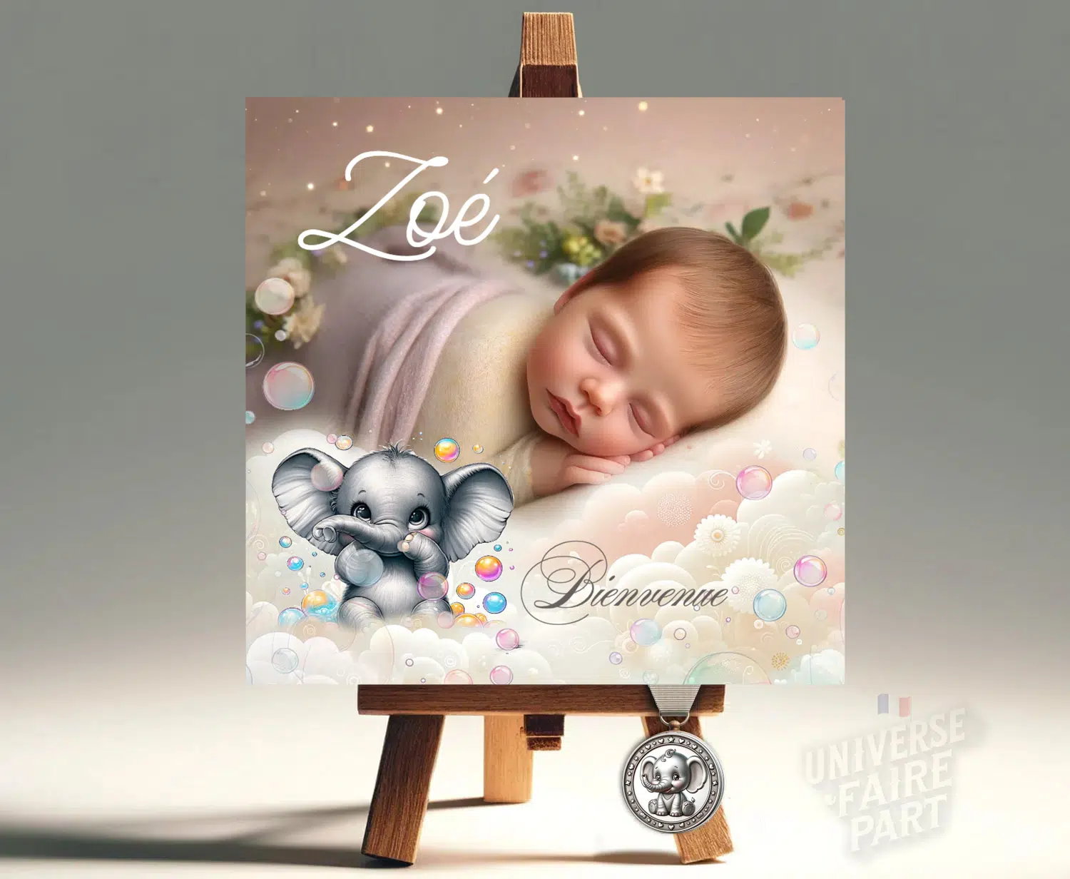 N°341 - Faire-part naissance Fille baby Dumbo