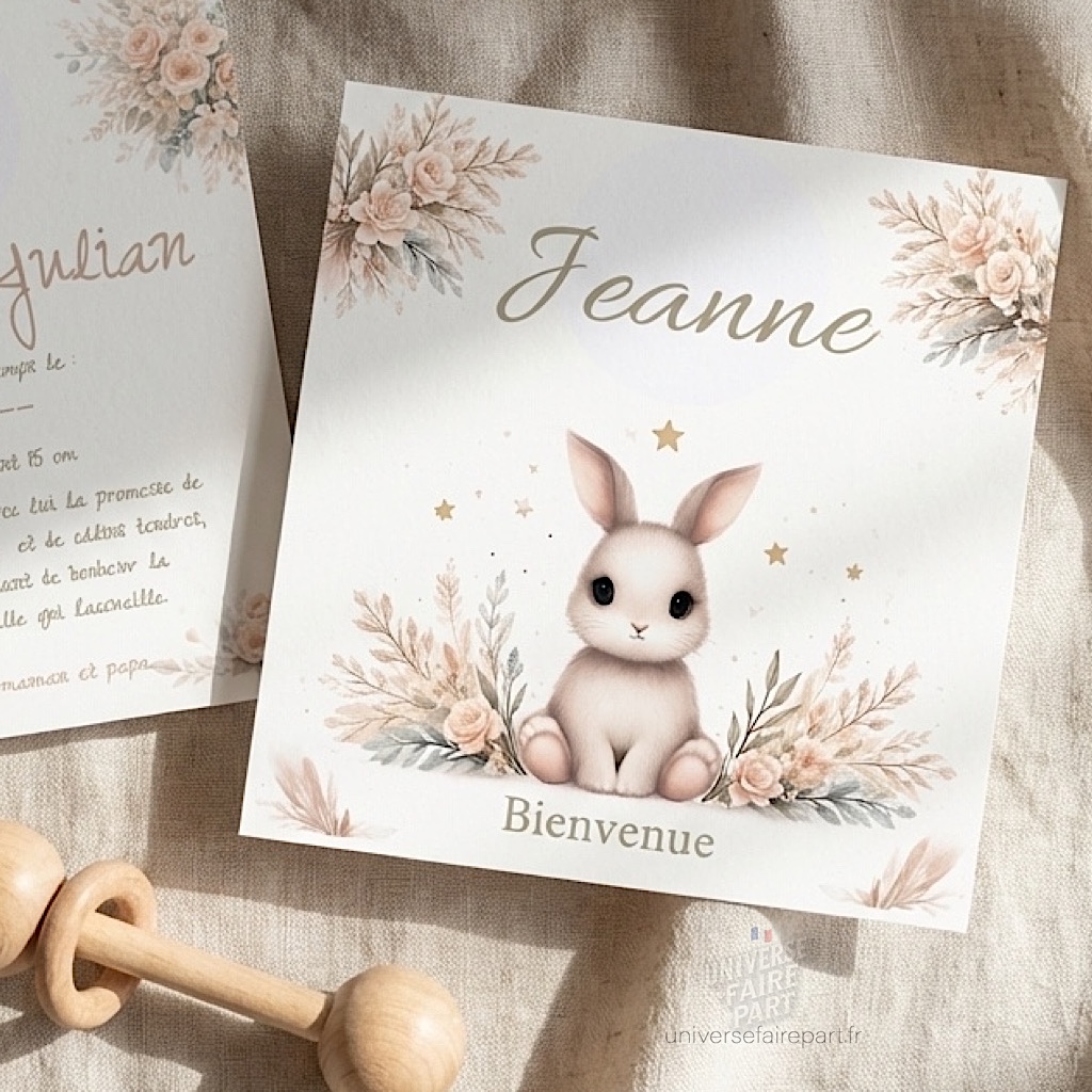 N°141 – Faire-part Original Câlins doux et sautillements joyeux