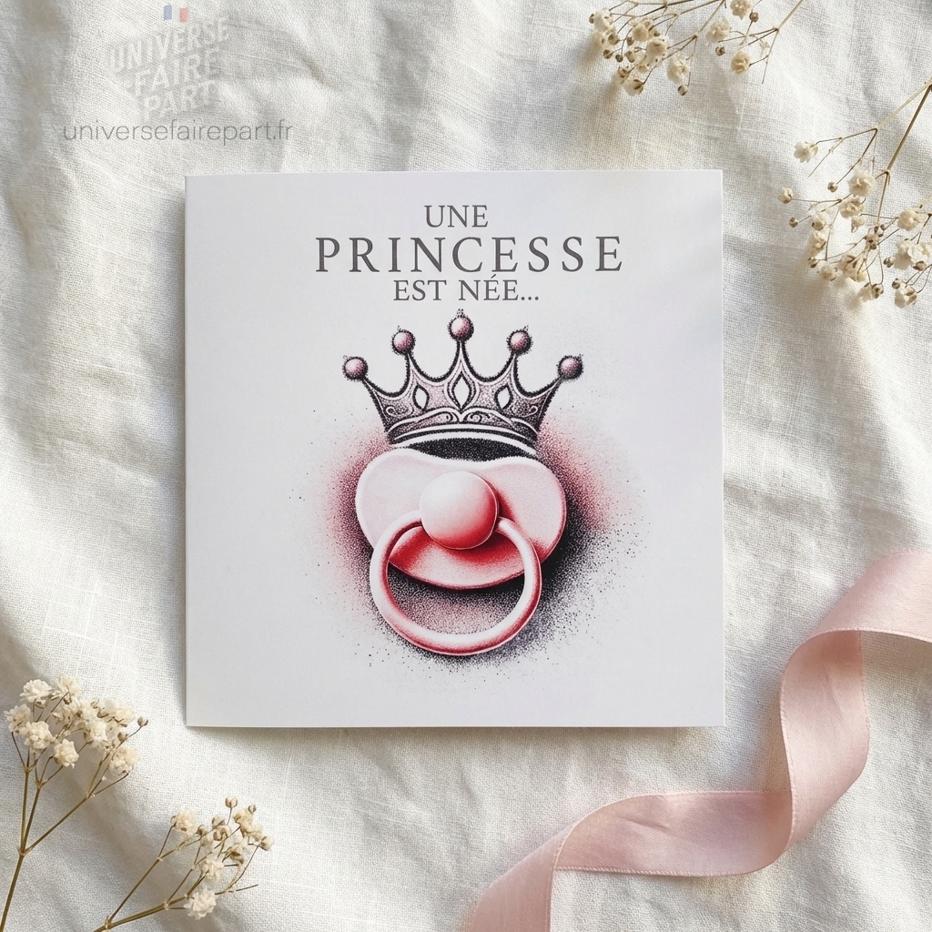 N°388 – Faire-part invitation Princesse château rose