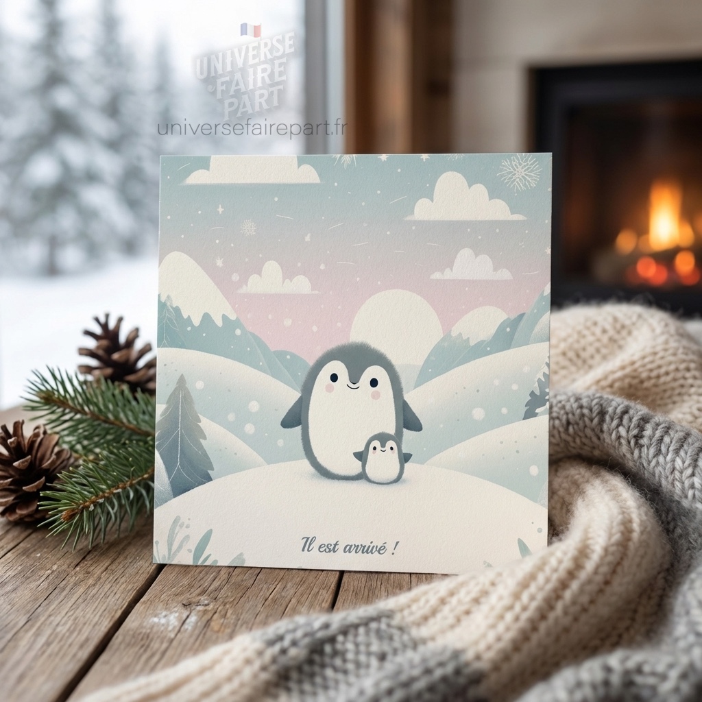 N°150 – Faire-part Original petit pingouin trop mignon
