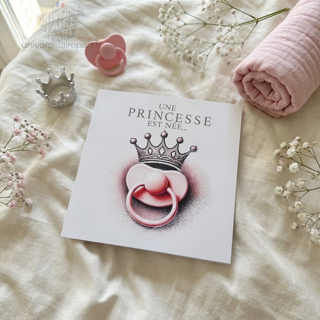 N°388 – Faire-part invitation Princesse château rose