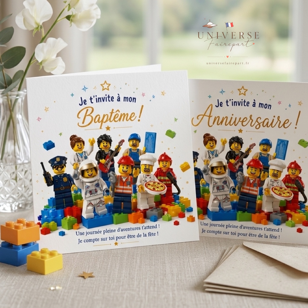 N°30 Faire-part Lego enfant anni baptême