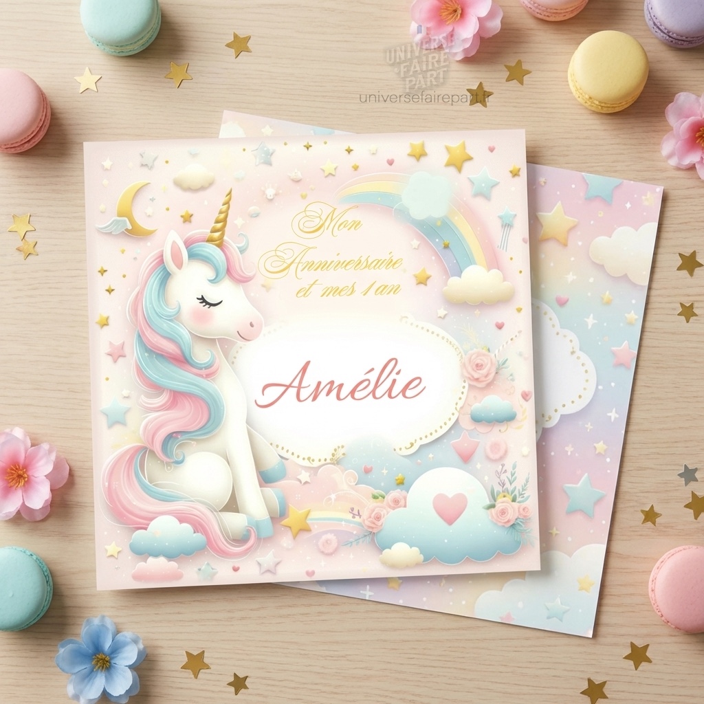 N°142 – Faire-part Un moment magique de licorne