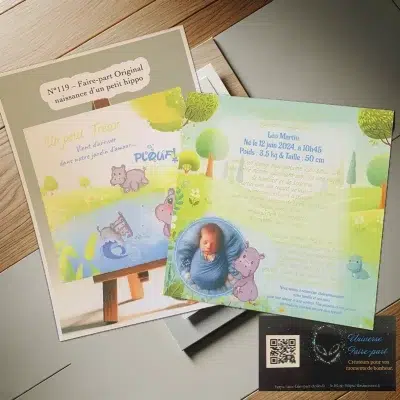 N°119 - Faire-part Original naissance d'un petit hippo