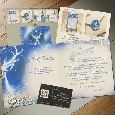 N°227 - Faire-part Cerf Harry Potter nuit étoilé mariage