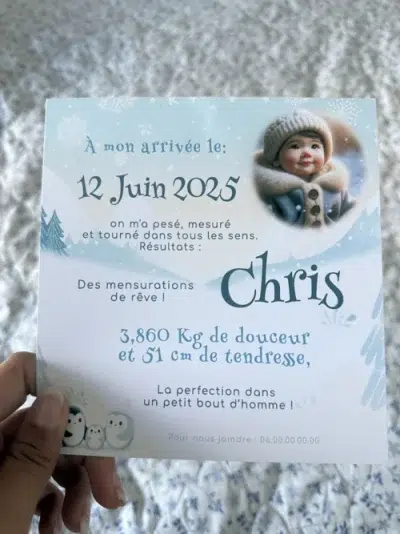 N°150 - Faire-part Original petit pingouin trop mignon