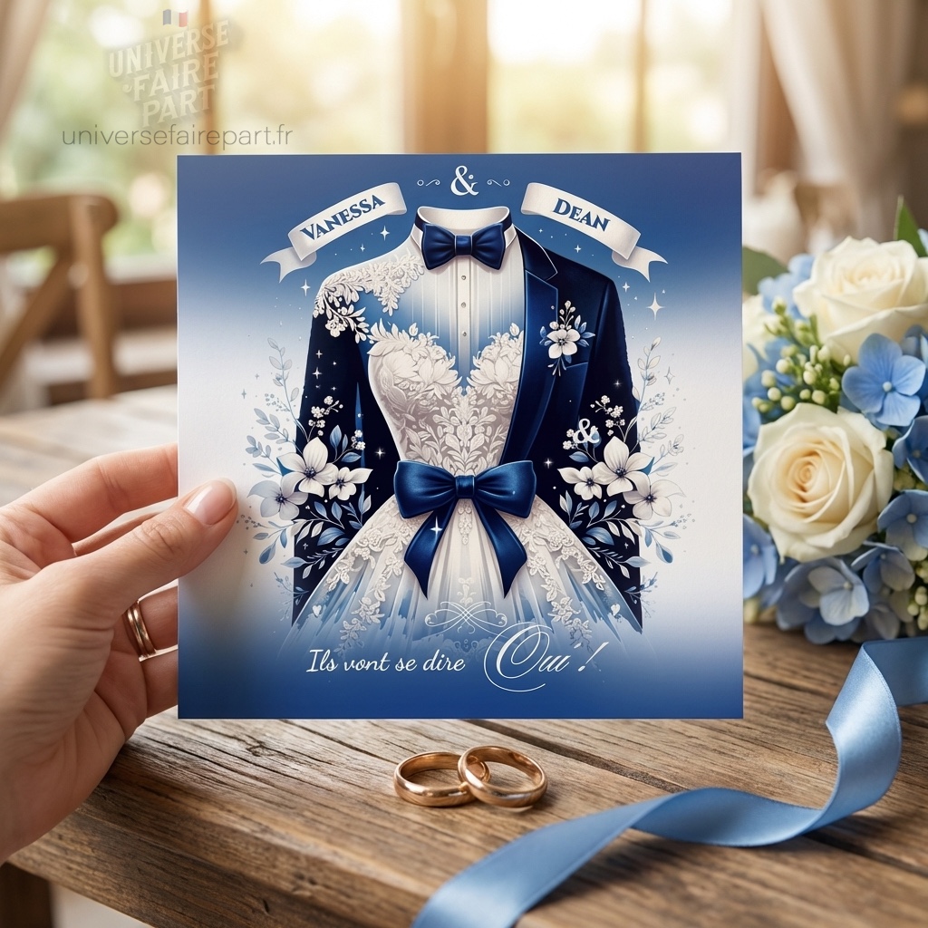 N°217 – Faire-part PREMIUM Éclat et Délicatesse Bleu Costume