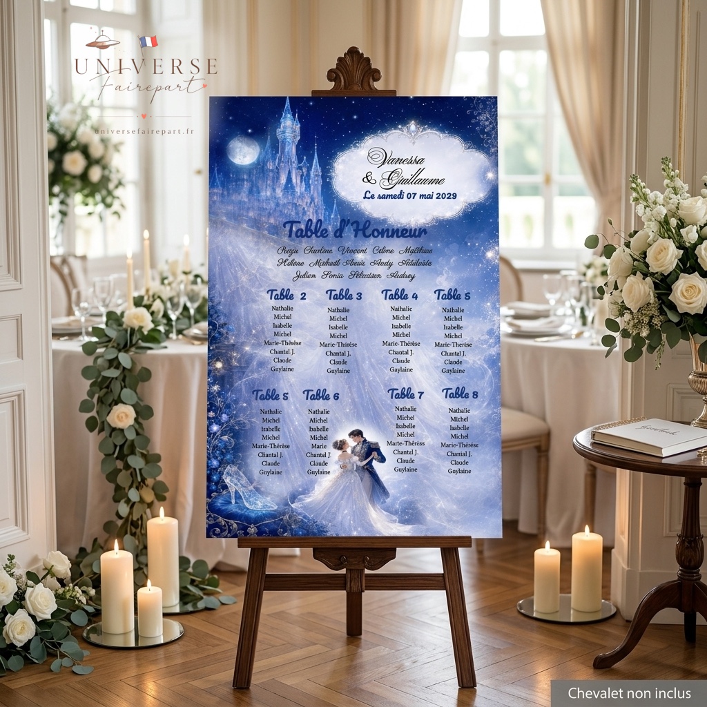 N°91.5 Plan de table mariage Cendrillon Nuit étoilés
