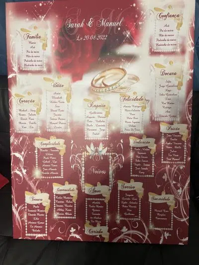 Plan de table rouge blanc colombe et doré - mariage ou autre- – Image 4
