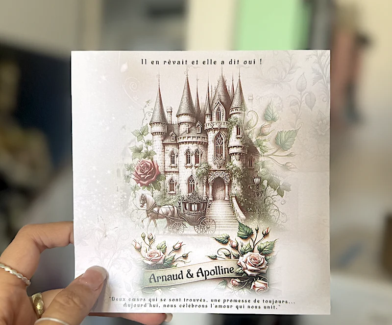 N°66- Faire-part Belle et la bête chateau invitation parchemin