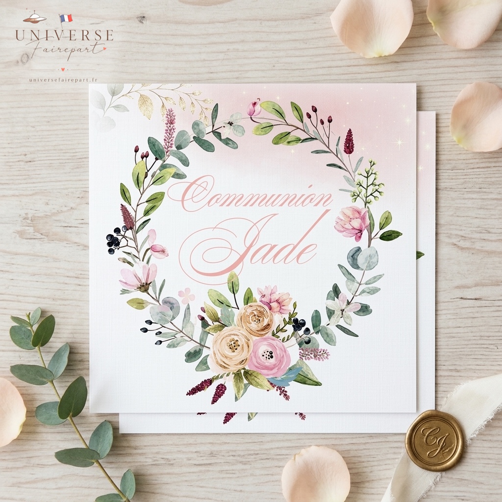 N°184 Faire-part Mariage Idylle florale rond fleurit