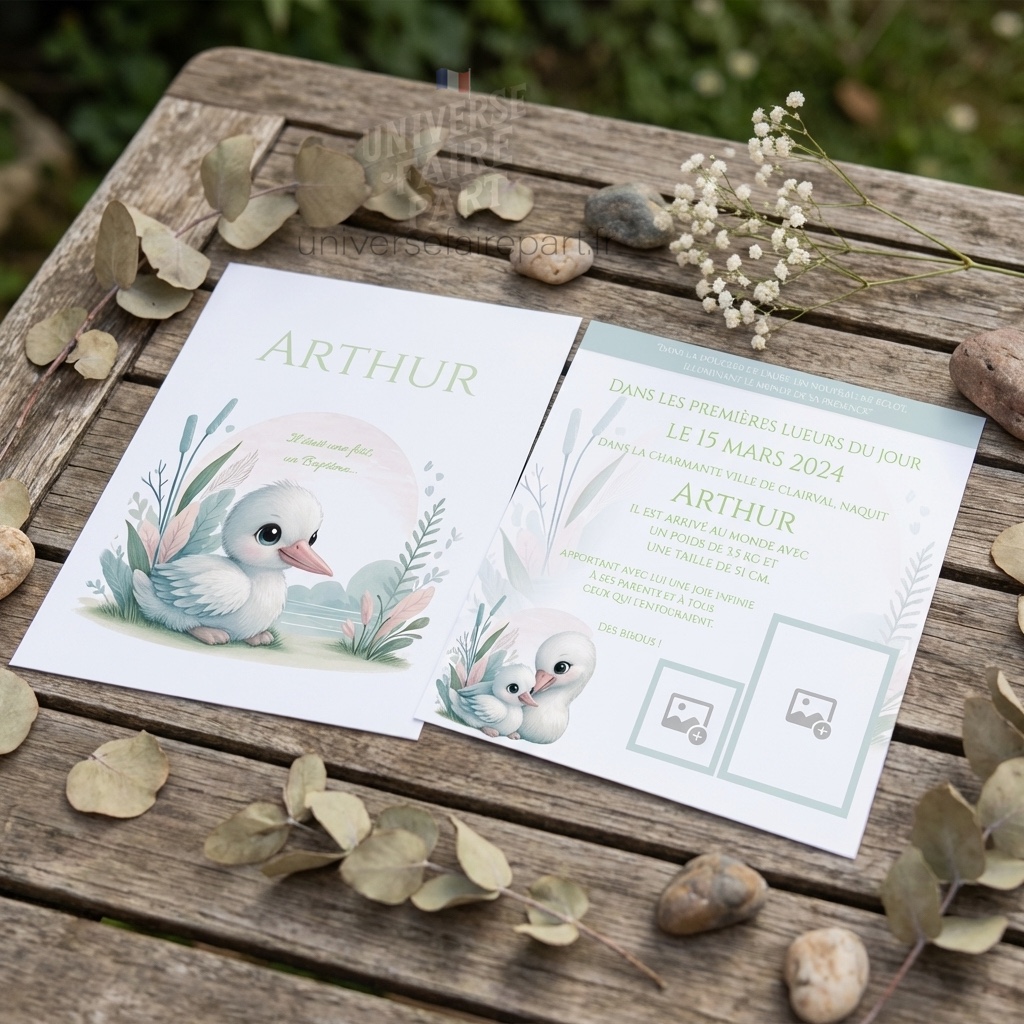 N°148 – Faire-part L&rsquo;amour est  à plume pastel pélican