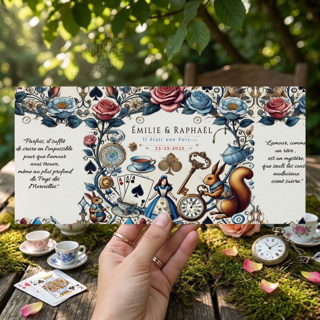 N°98-Faire-part  Alice au pays des merveilles faire-part