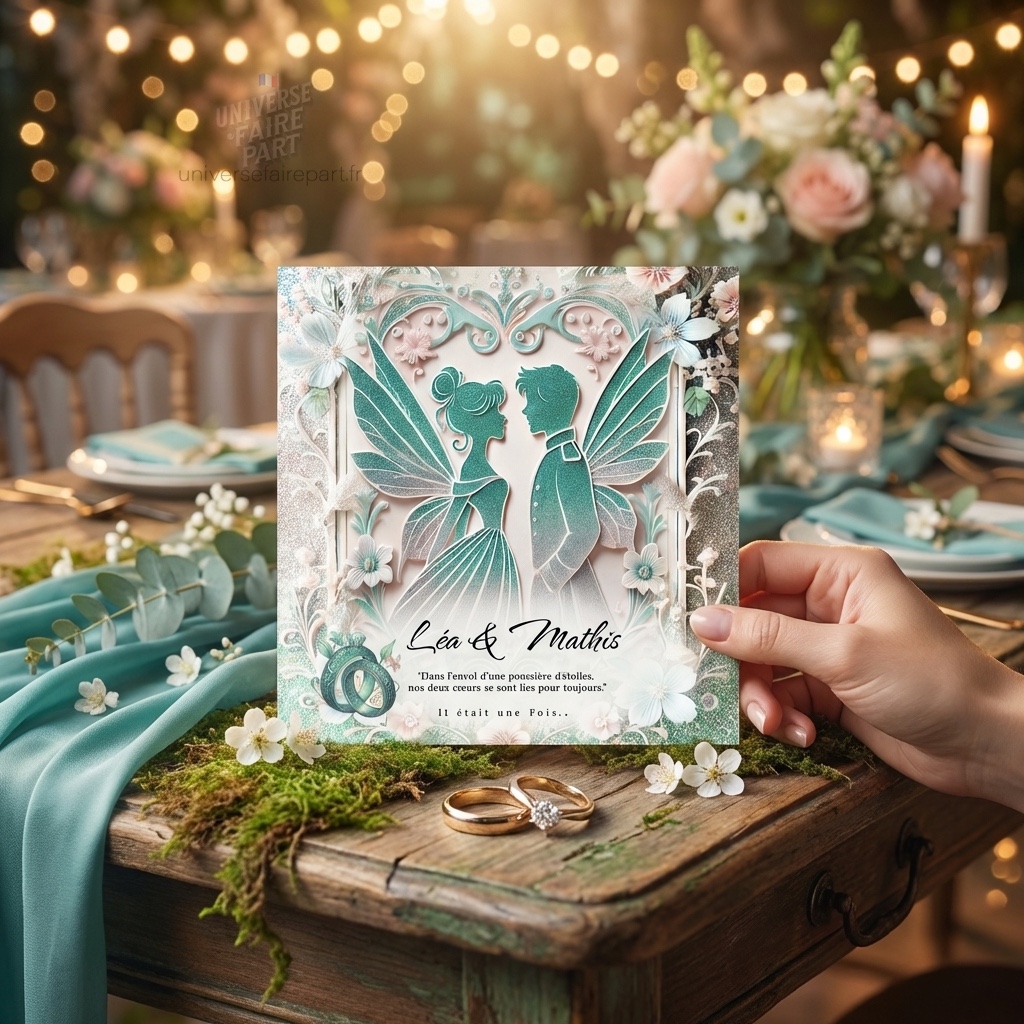 N°77 – Faire-part Mariage fée clochette et Prince