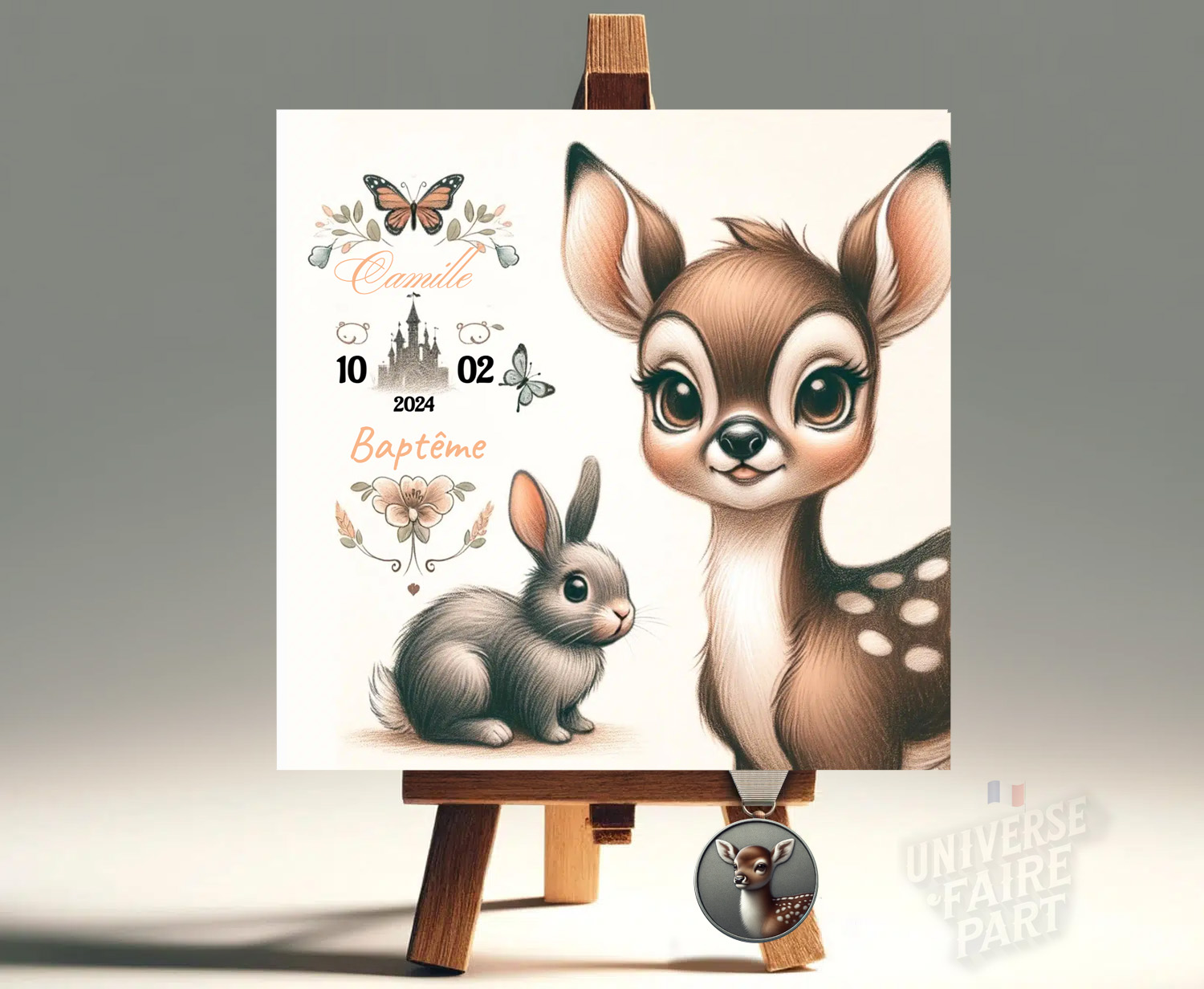 N°132 - Faire-part Petit Bambi Charme Forestier