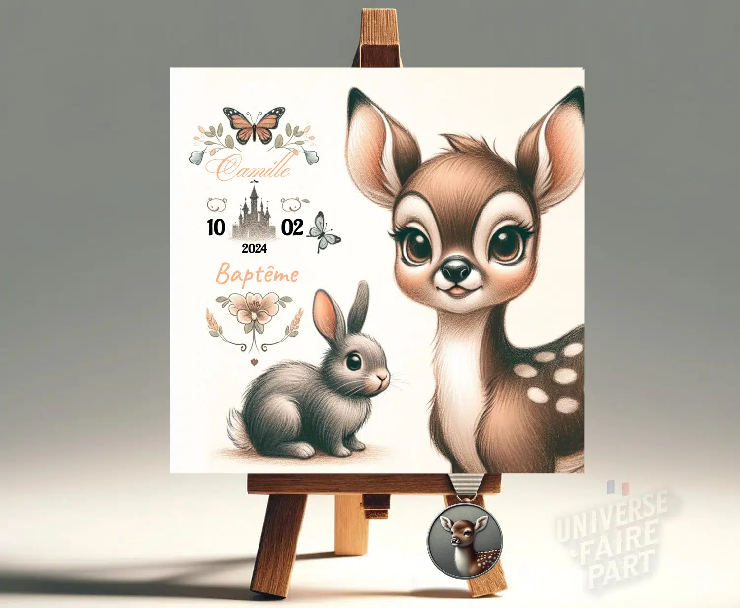N°132 - Faire-part Petit Bambi Charme Forestier