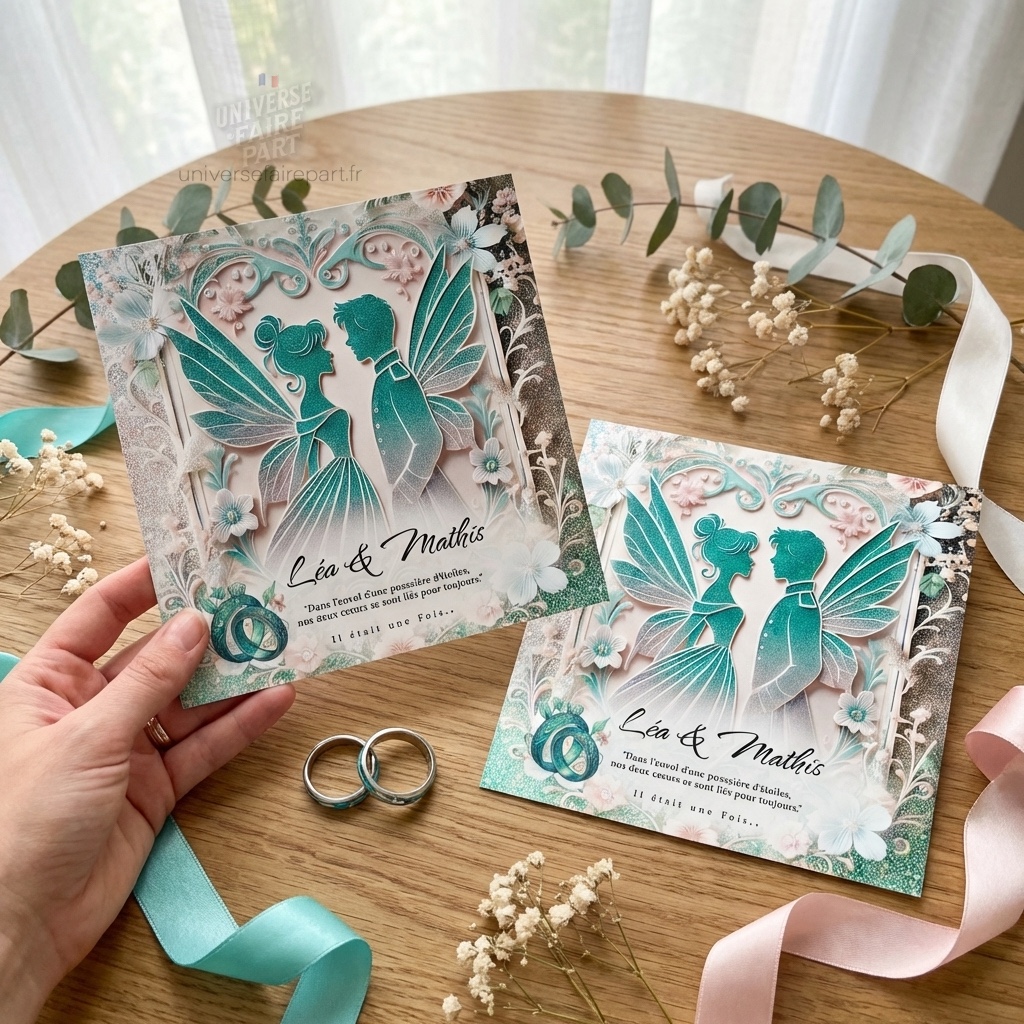 N°77 - Faire-part Mariage fée clochette et Prince