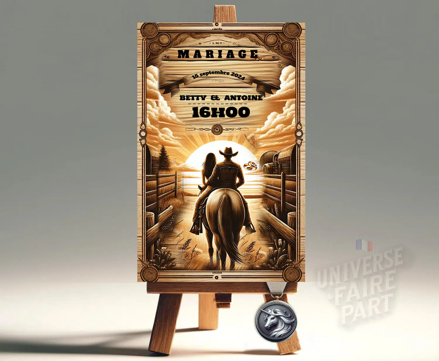 N°226 - Faire-part Cow-boy Mariage Country