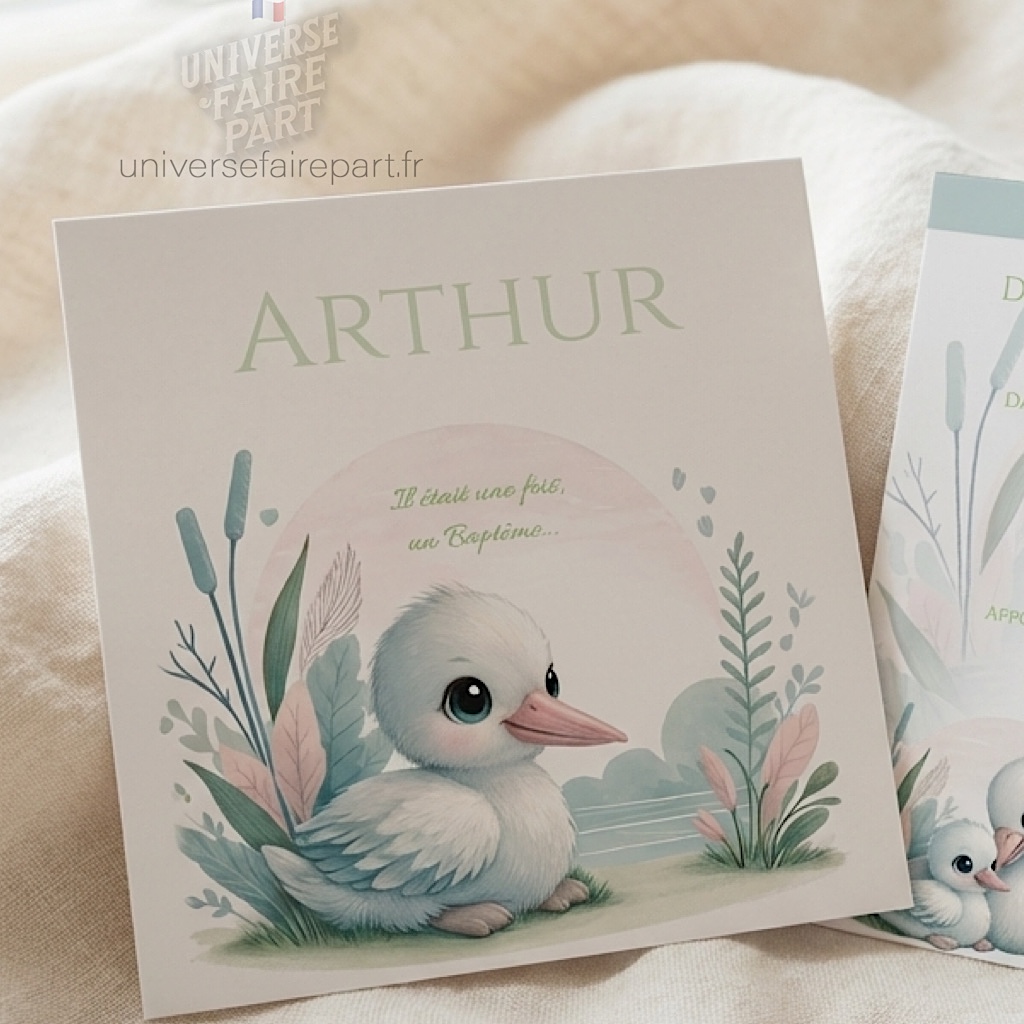 N°148 – Faire-part L&rsquo;amour est  à plume pastel pélican