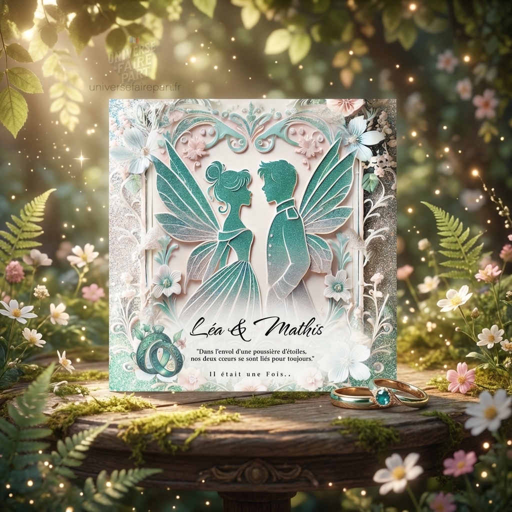 N°77 – Faire-part Mariage fée clochette et Prince