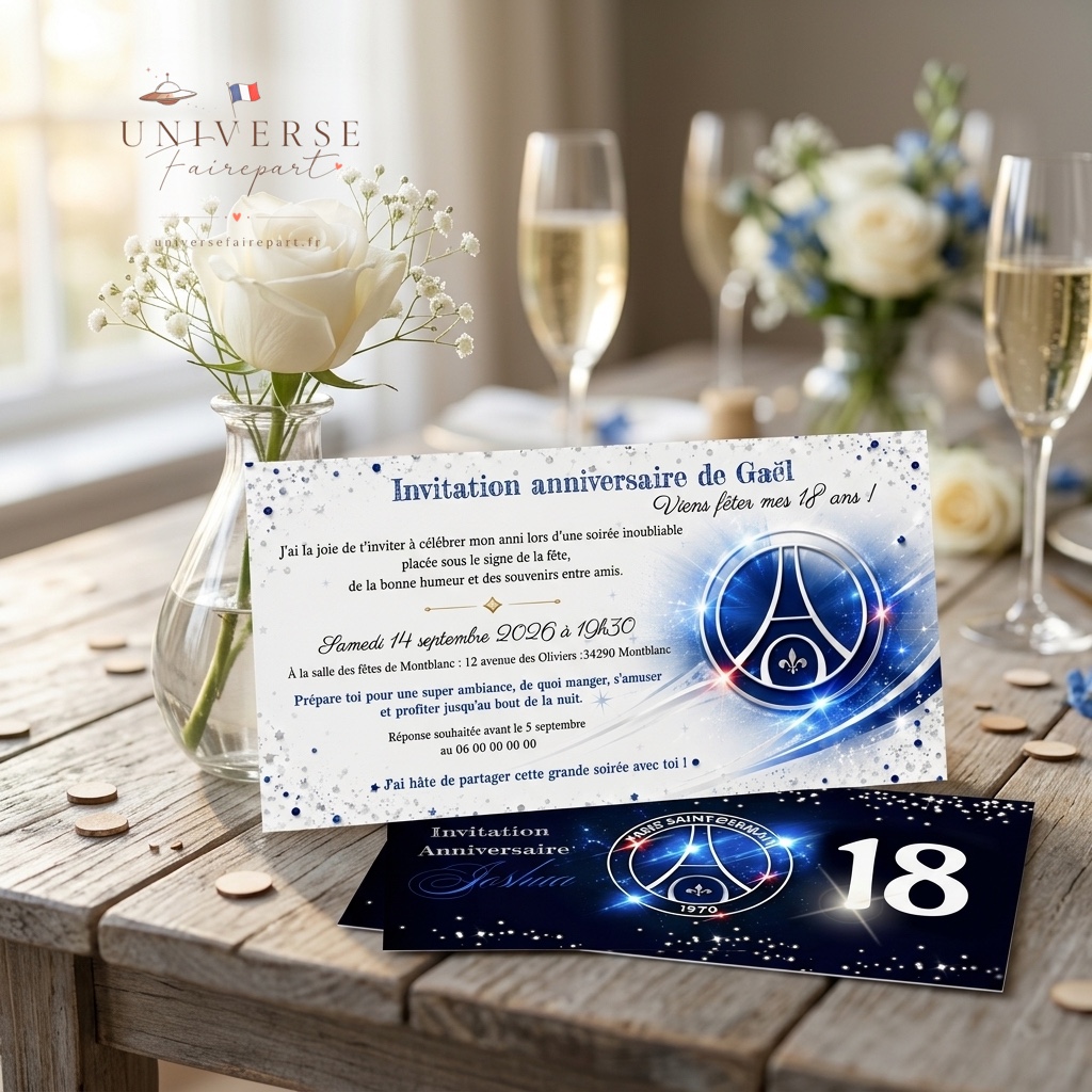 N°429 Faire-part anniversaries tickets foot PSG paris