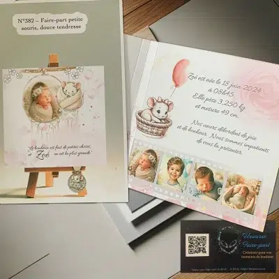 N°382 - Faire-part petite souris, douce tendresse