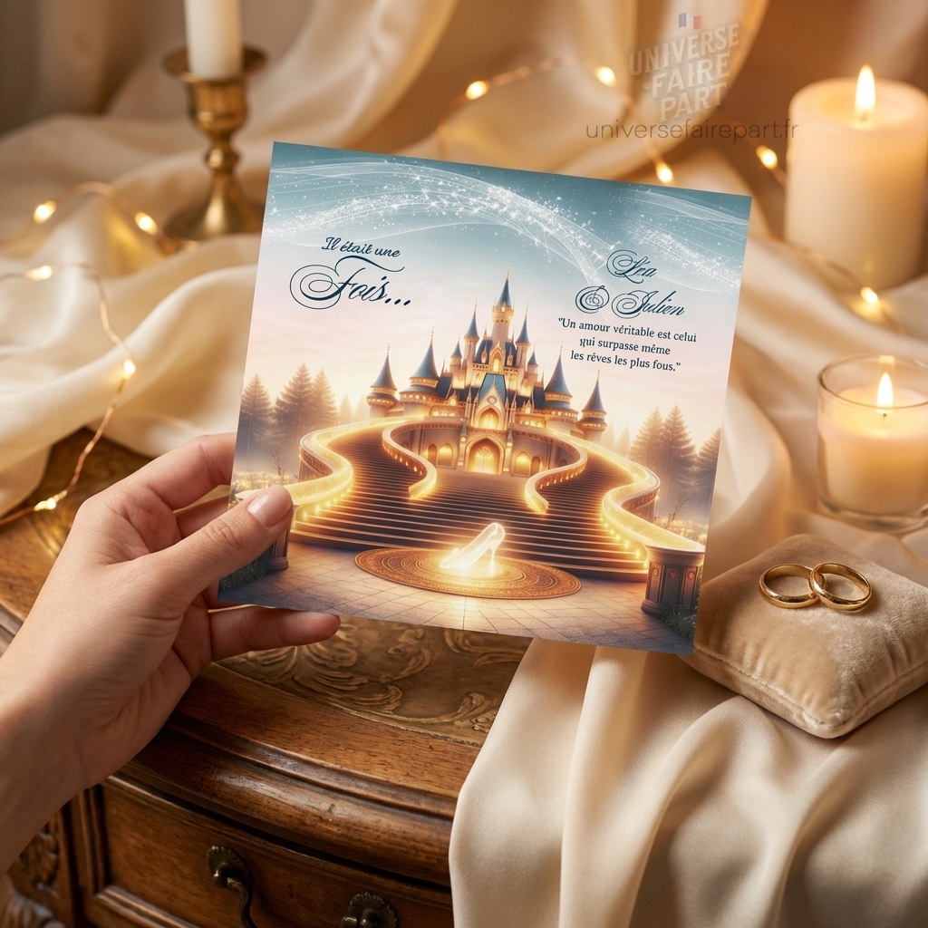 N°82 – Magique chateau Faire-part Cendrillon Pantoufle de verre